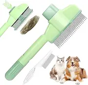 Self-Cleaning Flea Comb for Pets, Flea Comb for Cats, Self-Cleaning Pet Brush for Long and Short Hair Care, Dog Comb Hair Comb for Cat Hair with Release Button (Green)