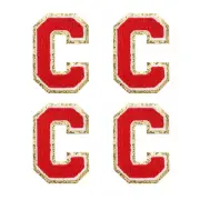 4Pcs Chenille Letter Patches Iron on Letter Patches Red C Alphabet Decorative