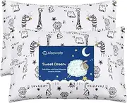 Aisawate 100% Cotton Toddler Pillowcase/Travel Pillowcase Pack of 2 Set 14x20 Inches with Envelope Closure - Hypoallergenic, Soft & Breathable Toddler Pillow Case Cover Animal