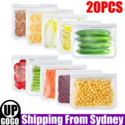 20Pcs EVA Silicone Food Storage Bags Reusable Snack Zip Lock Pouch Fresh Sealer