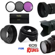 LENS HOOD & 3HD FILTERS UV-CPL-FLD KIT FOR CANON EOS REBEL T6i T6 T5i T5 SL1T3I