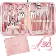 Zurligi 30 in 1 Manicure Kit Nail Clipper Pedicure Tools, Professional Manicure Set, Stainless Steel Nail Clippers and Beauty Tool Portable Set, Toe Care Kit Travel for Women(Pink)