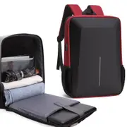 Men Anti-theft Hard Shell Backpack with Alloy Frame - Red