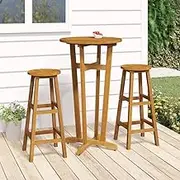 Acacia Bar Table Solid Wood Ø60x105cm - Round Outdoor Bistro Table, High Top, Portable, Tall, for Cocktail Party, Patio, Garden, Dining