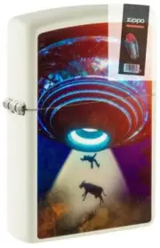 Zippo 49838 UFO Design Glow In The Dark Windproof Lighter + FLINT PACK