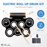Portable Electronic Roll Up Drum Kit 7 Silicone Pad Electric Hand Roll Drum Set