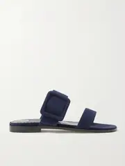 [Manolo Blahnik] Manolo Blahnik - Tituba Buckled Suede Sandals - Navy - IT40 IT 40 Blue