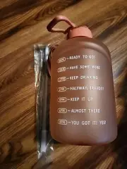 64oz Rose Gold Water Bottle with time Straw And Bottle Brush