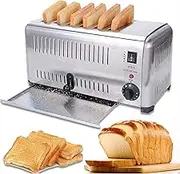 Commercial Stainless Steel Toaster,6 Slice Hand Pop-Up Toasters,5 Shade Settings,Defrost/Reheat/Cancel Functions,for Home, Store, Hotel, Party Use