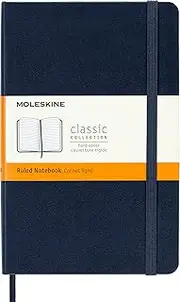 Moleskine - Classic Hard Cover Notebook - Ruled - Medium - Sapphire Blue