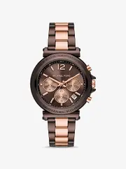 MK Oversized Maren Two-Tone Watch - Brown - Michael Kors