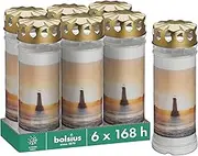 Bolsius Grave Light – White – Pack of 6 – 20 x 7.5 cm – Lighthouse – Length Burning Time 7 Days – Funeral Candle & Memorial Candles – with Motif – Unscented – No Palm Oil – No. 7