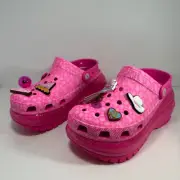 Crocs US Mens 6 Womens 8 Pink Barbie The Movie Mega Crush Clog w/ Jibbitz Charms