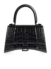 Balenciaga Hourglass Small Handbag Crocodile Embossed in Black