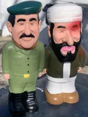 2 Tiny Tyrants Squeaky Toy For Dogs Osama bin Laden & Saddam Hussein 10” Rubber