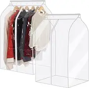 Youyole 2 Pcs Clear Garment Bags for Hanging Clothes 47'' Hanging Garment Bags Suit Cover Bags Well Sealed Garment Rack Cover for Suit Coat Dress Closet Rack (Rack Not Included)