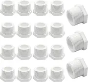 1 Inch Npt PVC Hot Water Heater Drain Plug,20 Pieces Plastic Drain Plug,Hot Tub Drain Plug Fittings End Caps Coupling Adapter (White)