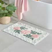 Floral Bloom Sage Green Rectangle Bath Mat