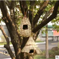 在飛比找樂天市場購物網優惠-仿真鳥巢草編鳥窩裝飾用品草窩鳥籠樹上造型裝飾保暖鳥巢