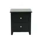Black Nightstand w/ 2 Drawers - Bedside Table