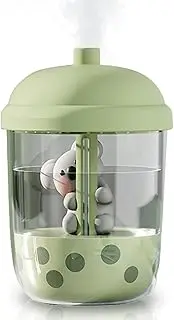 Kwude 450ml Portable Humidifier, Mini Cool Mist Humidifier with Night Light, USB Personal Humidifier Auto Shut-Off, Ultra-Quiet (Green)