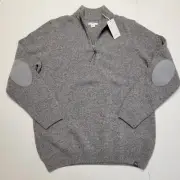 New $205 BRAX Quarter Zip Knit Sweater XL X-LARGE Cliff Gray WOOL Blend Steffen
