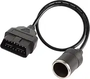 XMSJSIY OBD2 to Cigarette Lighter Female Socket Adapter Connecter 16Pin OBD2 Male for Vechile Car Extension Power Supply Cable 18AWG -0.5M/1.8FT