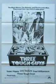 THREE TOUGH GUYS ORIGINAL 27X41 FOLDED MOVIE POSTER 1974 LINO VENTURA HAYES