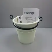 IKEA FINTORP White Enamel Bucket Kitchen Organization w/Ring NWT-5”h