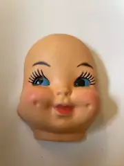 Vintage Plastic Baby Face Blue Side Eye 4.5" Dimples Doll Part NOS Halloween