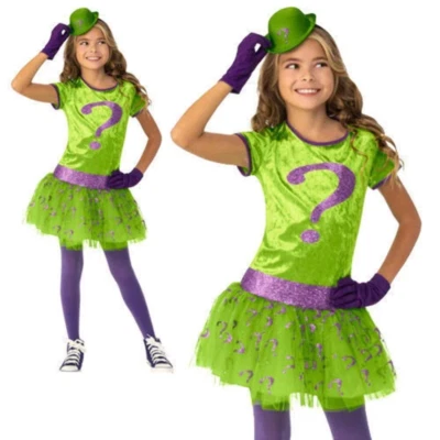 Deluxe Riddler Girls DC Mastermind Comic Book Kids Halloween Costume
