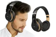 2Pcs Bluetooth Headphones Over Ear HiFi Stereo Sound Wireless Headphones for Travel Work Cellphone-Black