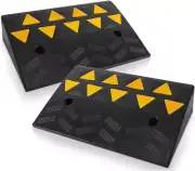 Car Vehicle Curbside Driveway Ramp - 2PC Heavy Duty Rubber Threshold Bridge Trac