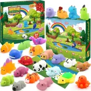 Christmas Advent Calendar 2024 for Kids, 24 Days of Mochi Squishy Assorted Anima