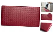 Trenton Solace Traditional Diamond Textured Kitchen Mat, Red, 17"x39"
