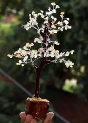Lemon Crystals 150+ Gemstones SIlver Branches Tree Decor 8-9.5" MJ