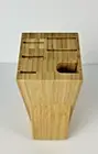 Wooden Knife Block 6 Slot Storage Countertop Organization Sharpener Light Grain