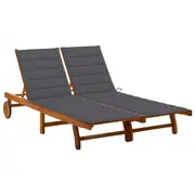 2-Person Garden Sun Lounger with Cushions Solid Acacia Wood vidaXL