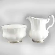 CHANTILLY Platinum Royal Albert Creamer & Open Sugar made England NEW NEVER USED