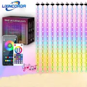 LIXINCORDA Smart RGB LED Curtain Light Strings Bluetooth APP Control Remote Control IP68 Waterproof Holidays Wedding Dec