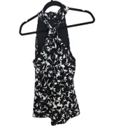 White House Black Market Top Halter Top Floral Top Women S Black White NEW