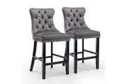 AADEN 2X Velvet Bar Stools-grey