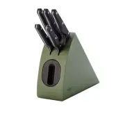 NEW WILTSHIRE 6PC RADIUS STAYSHARP TRIPLE RIVET KNIFE BLOCK SET SAGE GREEN