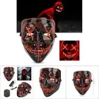 (red)Halloween Scary LED Light Up Glow Mask Costume For Party Prop Show GS