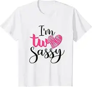 [X.Style] Kids I'm Two Sassy 2nd Birthday Children Toddler Baby Girl ds1120 T-Shirt (L) White