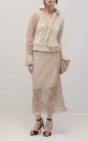 [Brandon Maxwell] The Billie Shrunken Metallic Organza Shirt