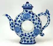 Round Blue and White Delft Style Lidded Pitcher.