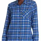 Free Press Nordstrom Blue Plaid Button Front Oversize Flannel Shirt Top S