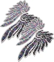jojofuny 2 Pairs Glitter Angel Wing Applique Costume Patch for DIY Decoration Clothing Repair Versatile Sew Design for Jackets Jeans Holiday Outfits