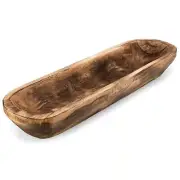 Wooden Dough Bowl for Decor -17¾ in Long Dough Bowl Hand Carved Paulownia - W...